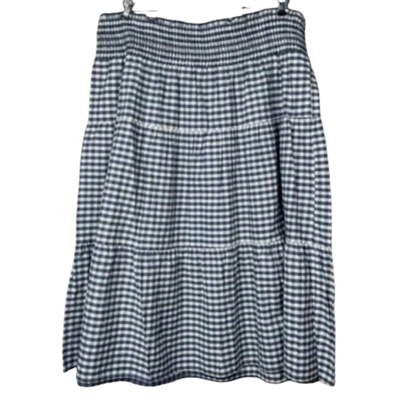 Universal Thread Women Blue and White Gingham Tiered Midi Skirt Plus Size 4X NWT - Picture 8 of 9